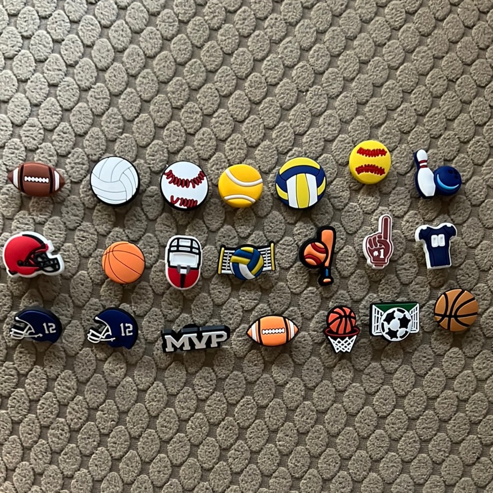 21pc Sports Shoe Charms Lot for Crocs ClogsBasketball Football Baseball Jibbitz